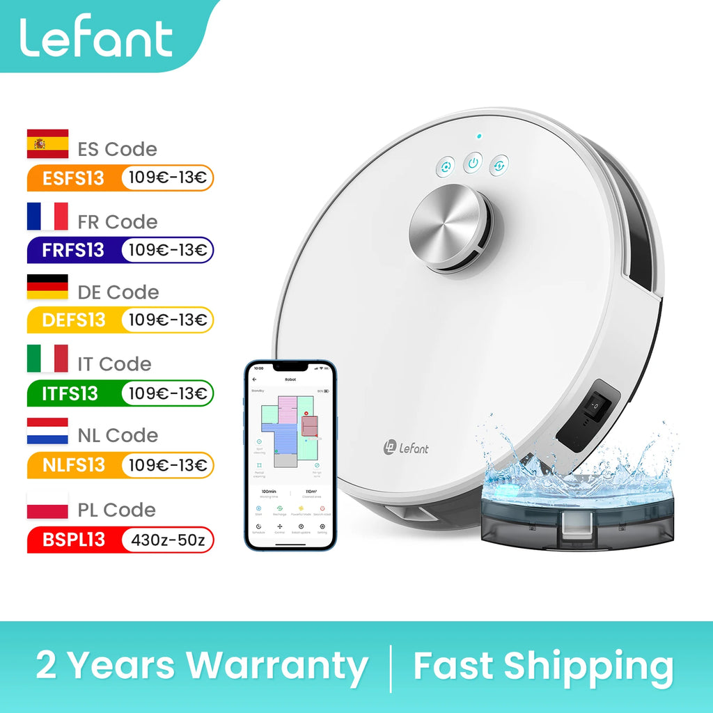 Lefant M1 LDS Robot Vacuum Cleaner with Multi Plane Mapping, 4000Pa Suction,Schedule, App/Alexa Control, for Pet Hair