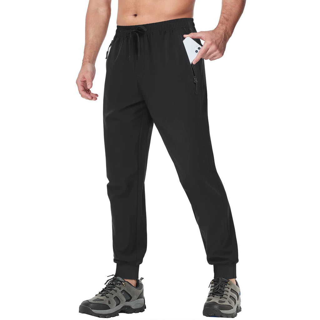 TACVASEN Summer Quick Dry Hiking Pants Mens Casual Zipper Pockets Sports Training Pants Outdoor Jogger Running Gym Work Trousers