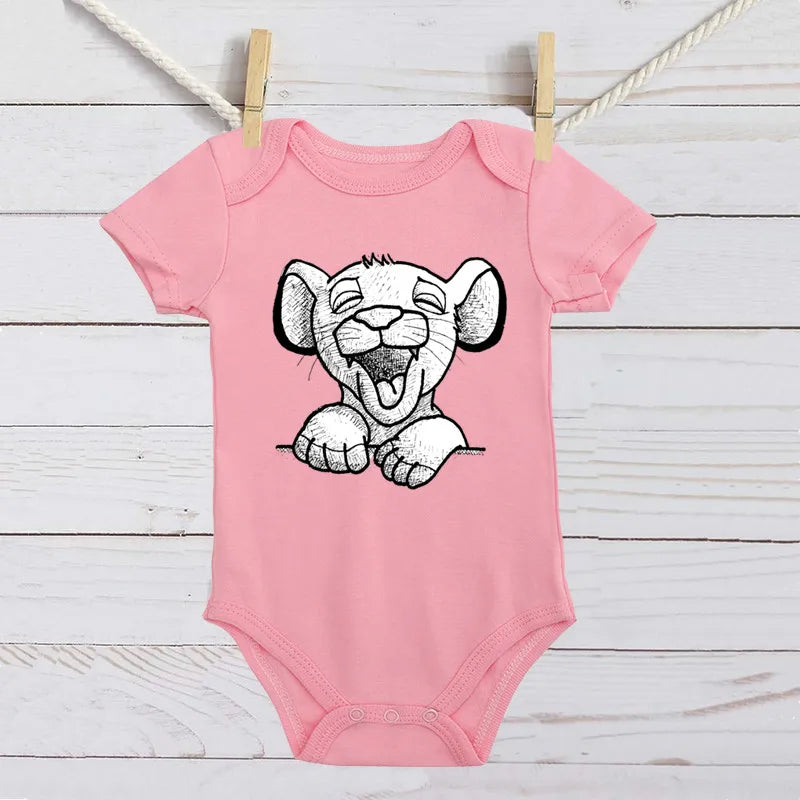 Baby Romper Cartoon The Lion King Kawaii Simba Fashion Toddler Clothes Cotton Short Sleeve Newborn Bodysuit Infant Jumpsuits