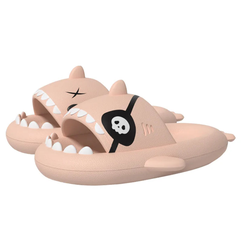 Goosecret Women Pirate Shark Sandals Non-Slips Slides Outdoor Cozy Beach Shoes Thick Sole Home Sandals Men Soft Bottom Slippers