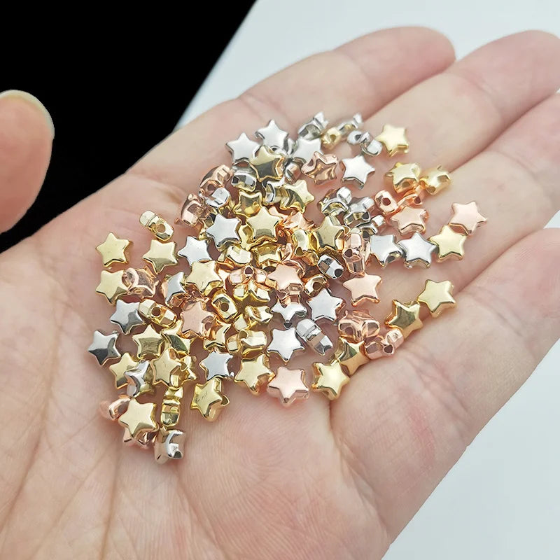 6mm 100~400pcs Star Shape CCB Beaded Gold Silver Plated Loose Beads For Jewelry Making DIY Necklace Bracelets Accessories
