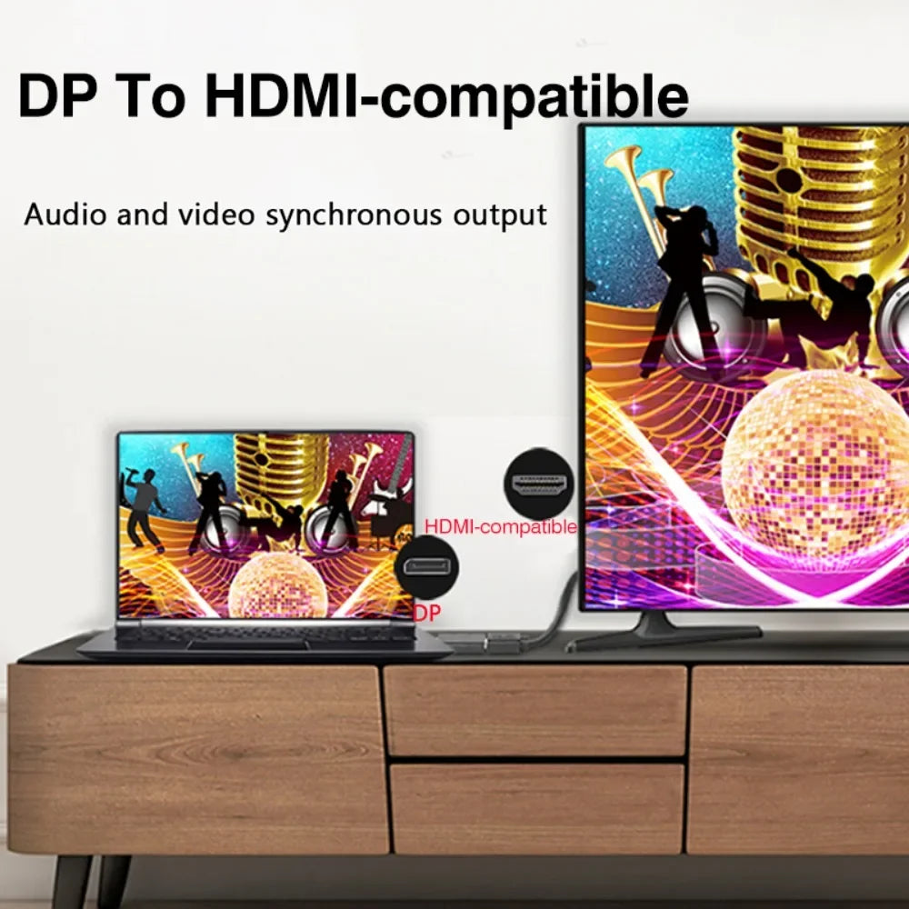 DP to  Male to Female Converter 4K Display Port to -Compatible Adapter Video Audio HD Cable for PC TV Laptop Projector