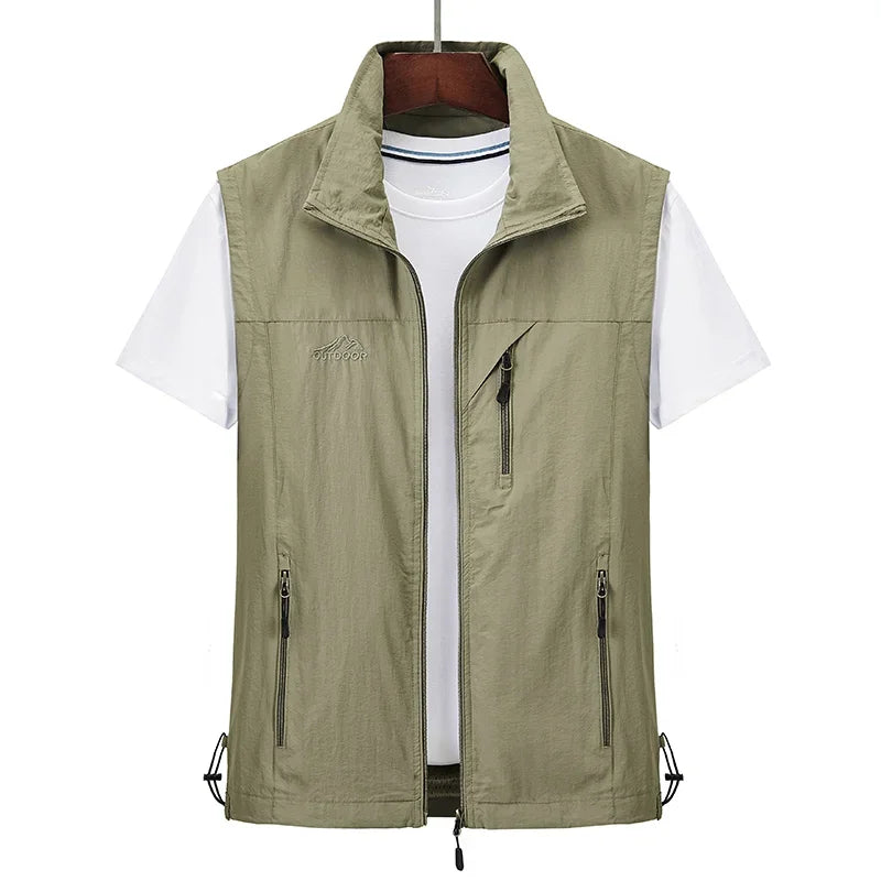 Spring and Summer Vest Jacket for Casual Sports, Waterproof, Windproof, Breathable, Ultra-thin Men's Fishing Vest