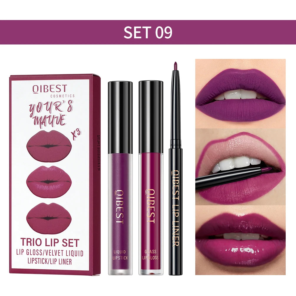 Matte Liquid Lipstick Lip Liner Set 3pcs