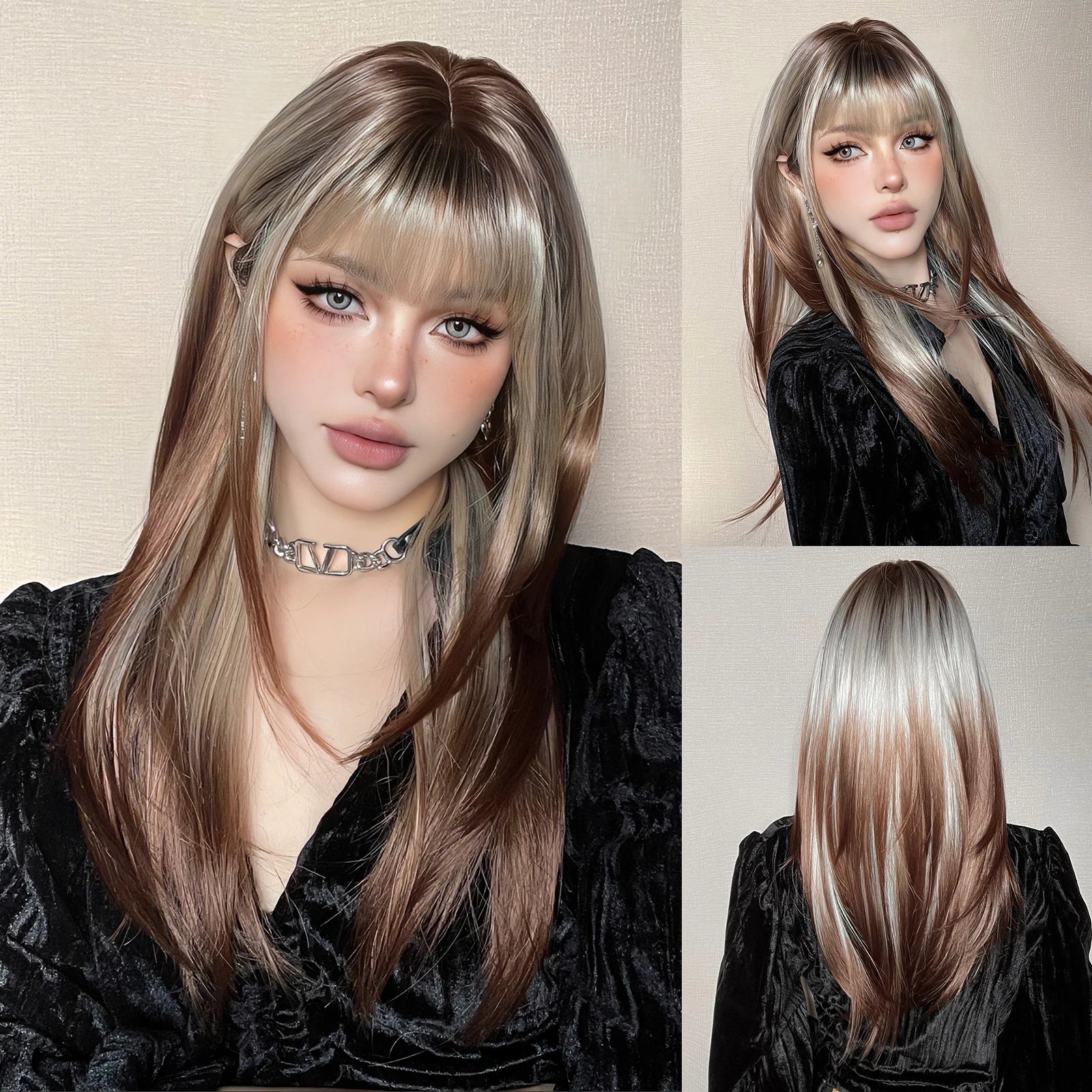 Light Blonde Straight Synthetic Wig - Long
