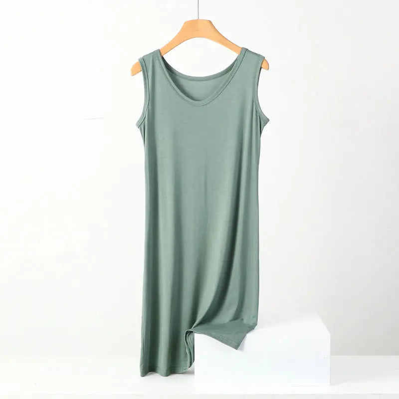 XL-8XL Summer Nightgowns Women New Cotton Sleeveless Nightshirt Plus Size Loose Ladies Nightdress Casual Homewear Sleep Dress