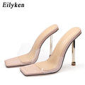 Eilyken Summer Women Slippers Outdoor Clear PVC Transparent Jelly Sandals Fashion Open Toe Thin High Heels Party Ladies Shoes