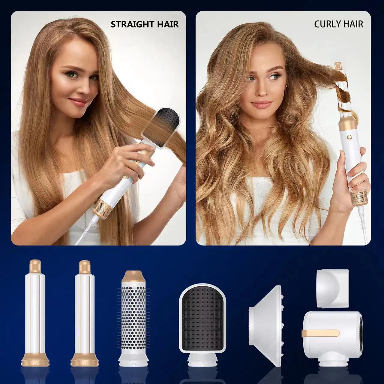 7 in 1 Hair Dryer 1400W Straightener Hair Brush Hot Comb Professional Auto Wrap Dryer&Straightening Brush Automatic Curling Iron