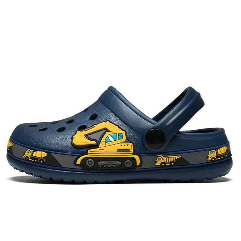 Children Boys Slippers Cartoon Excavator Clogs