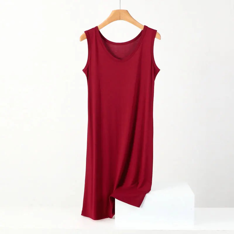 XL-8XL Summer Nightgowns Women New Cotton Sleeveless Nightshirt Plus Size Loose Ladies Nightdress Casual Homewear Sleep Dress