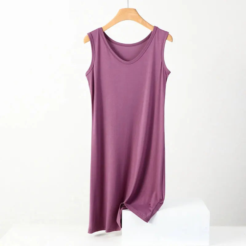 XL-8XL Summer Nightgowns Women New Cotton Sleeveless Nightshirt Plus Size Loose Ladies Nightdress Casual Homewear Sleep Dress