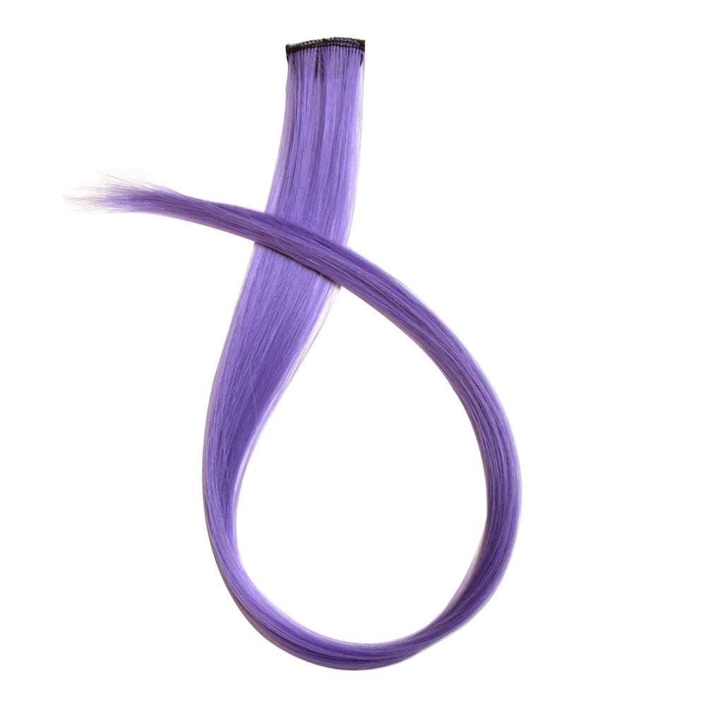 Colored Clip in Hair Extensions Straight Synthetic Hairpieces Colored Hair Extensions with 22 Inch Clip for Girls Braiding