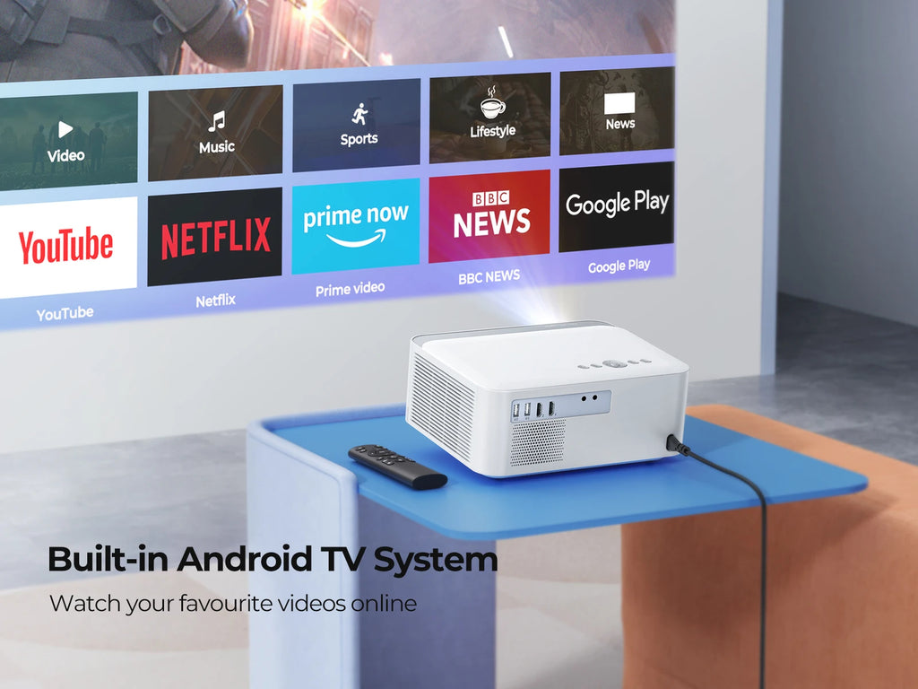 TOPTRO Projector 1080P Full HD Portable Projector 700ANSI Android 9.0 Projector WiFi6 Bluetooth Home Cinema Outdoor Projector