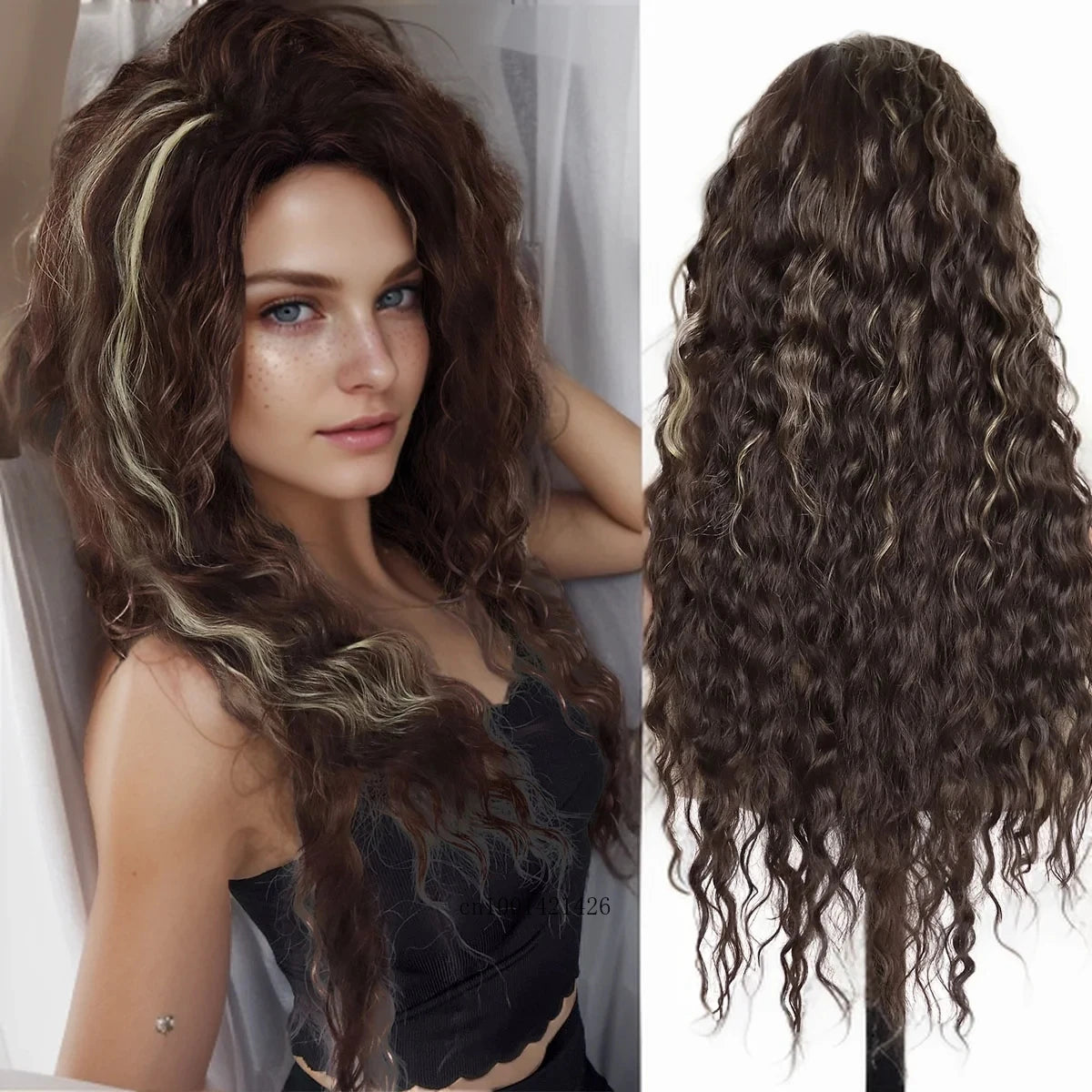 Ash Blonde Curly Wig 26" - Synthetic