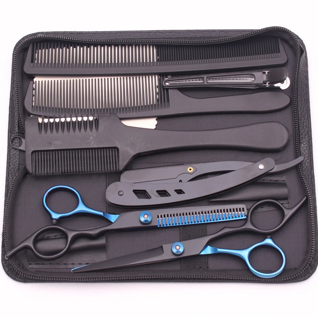 6.0'' Hair Scissors Professional Cutting Shears Thinning Hairdressing Haircut Comb Razors Sets Salon Barber & Home Dropshipping