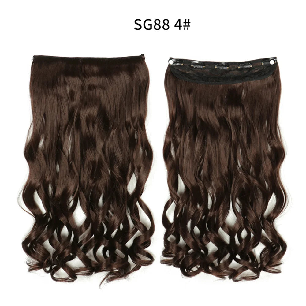 5 Clip-In Hair Extensions Long Straight One Piece Synthetic Heat-Resistant Fibre Hairpiece 22Inch Black Blonde Natural Hairstyle