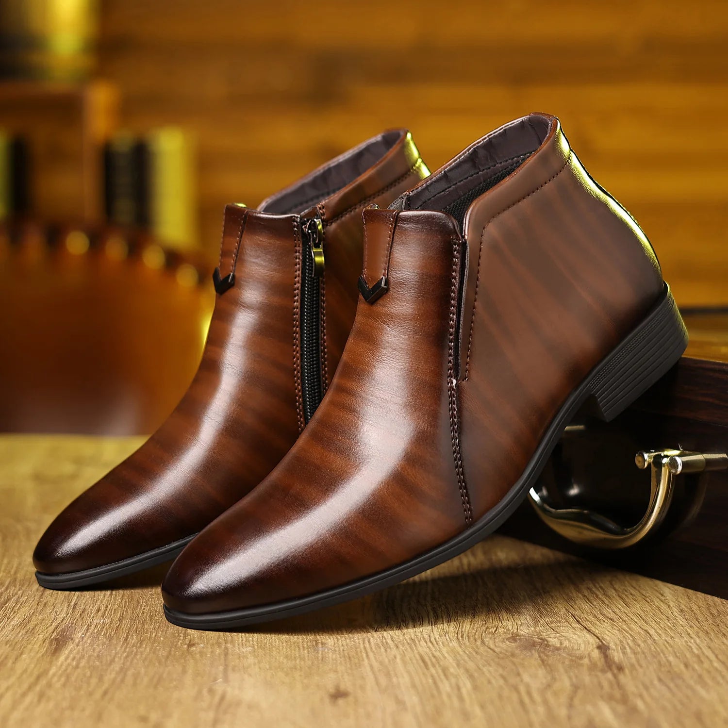 Men Ankle Boots Luxury High-top Men Leather Shoes High Quality Non-Slip Motorcycle Boots Fashion Zipper Men Boots 2025
