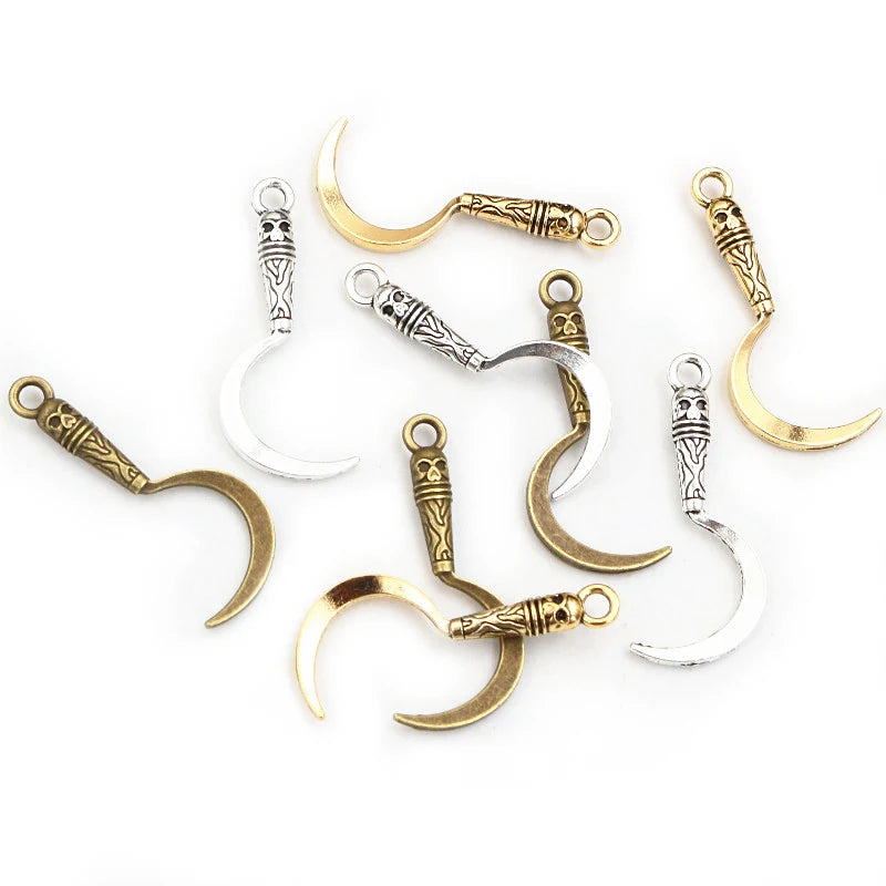 20pcs 30x11mm Death Sickle Charms Pendant Bronze Antique Gold Silver Color DIY Jewelry Accessories for Necklace Bracelet