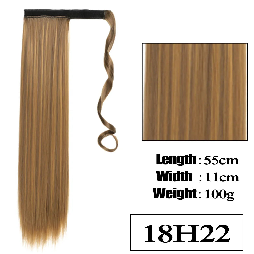 VIVIEIEI Ponytail Hair Extension 22 Inch 100g Natural Black Ponytail Extension Clip in Wrap Around Hair Extension Hairpieces
