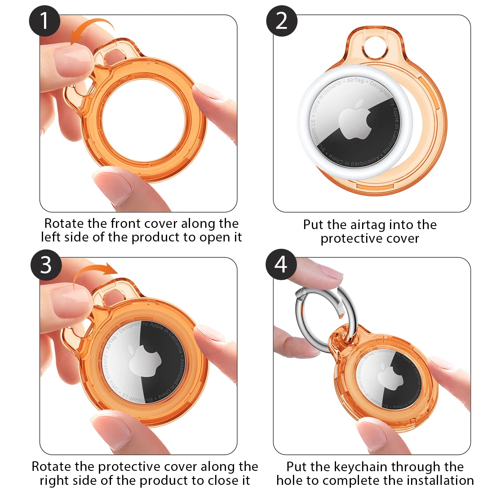 Case for Apple Air tag Holder with Keychain Protective Shell Tracker Accessories Hard PC AntiDrop Airtags Key Chain Air tag Case