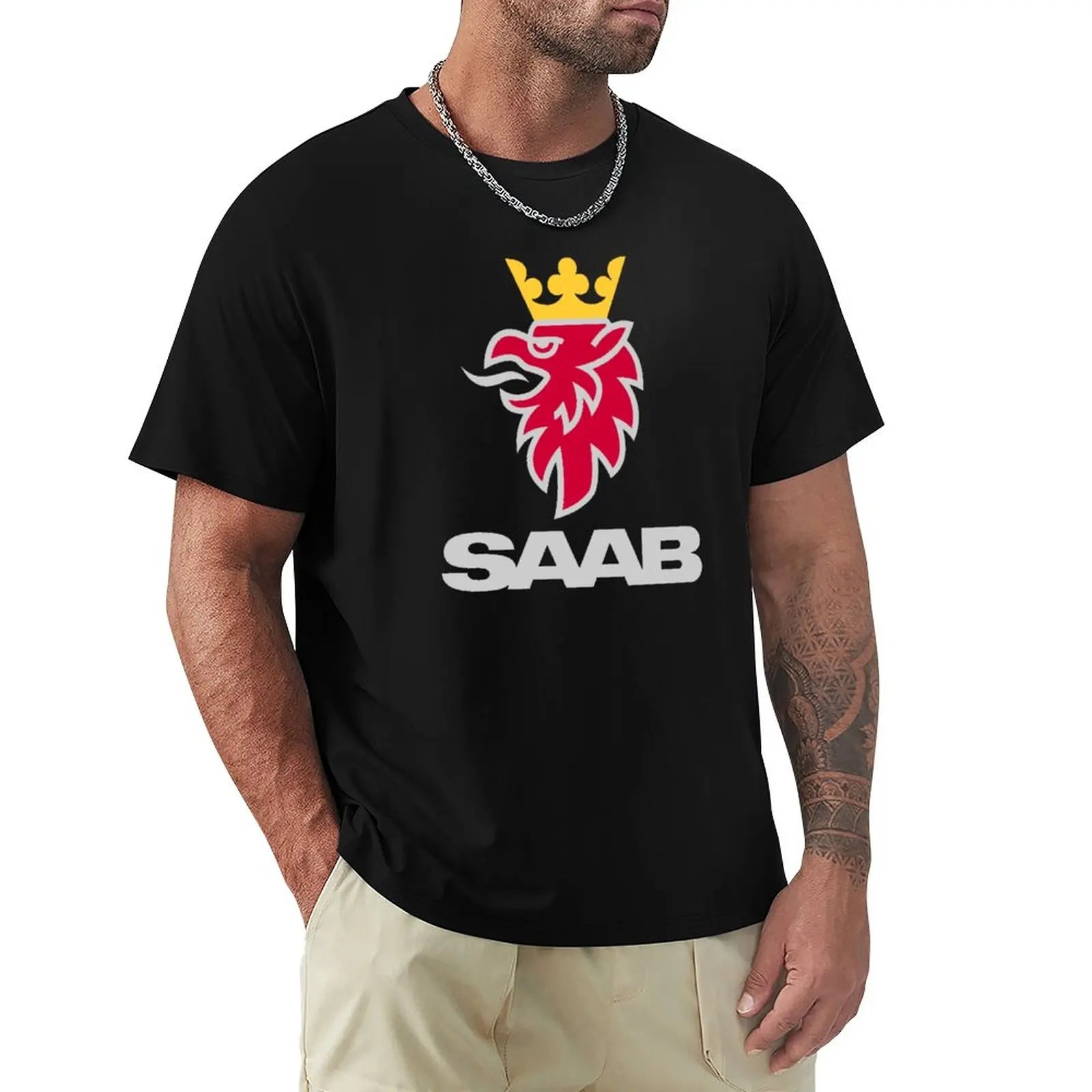 fashion mens t-shirt Saab logo products T-Shirt Short t-shirt cat shirts tops sweat shirts Short sleeve tee men graphic t shirts
