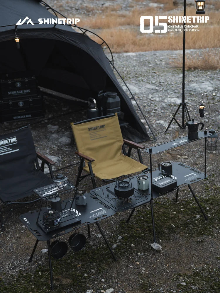 Outdoor Tactical Style Table Aluminum Alloy Blackened Camping Lift Adjustable Portable Folding Tactical Table Set