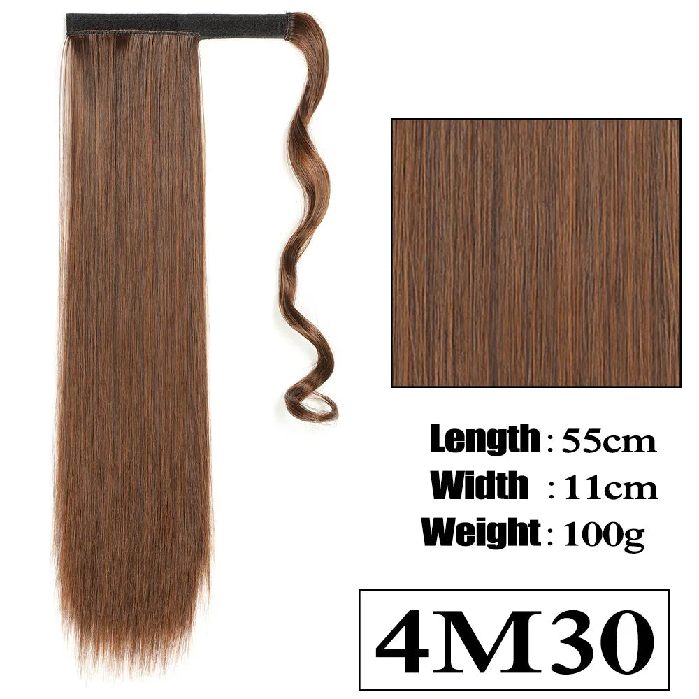 VIVIEIEI Ponytail Hair Extension 22 Inch 100g Natural Black Ponytail Extension Clip in Wrap Around Hair Extension Hairpieces