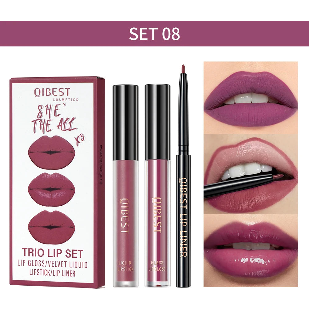 Matte Liquid Lipstick Lip Liner Set 3pcs
