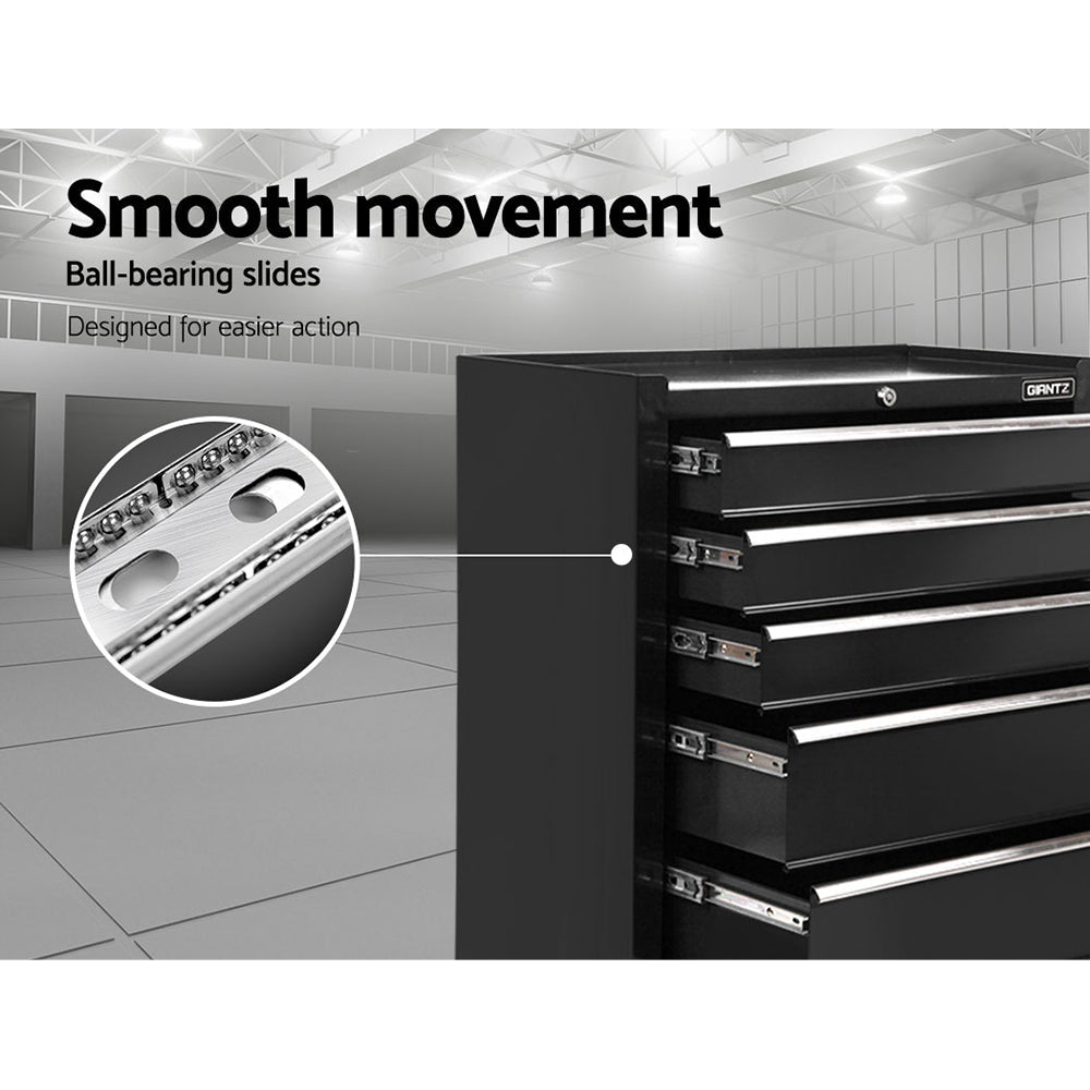 5 Drawer Mechanic Tool Box Storage Trolley - Black