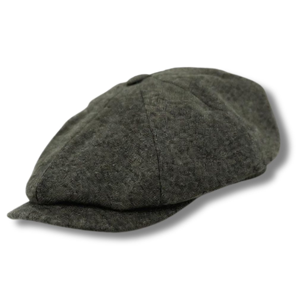 Wool Tweed Newsboy Hat Hunter Green