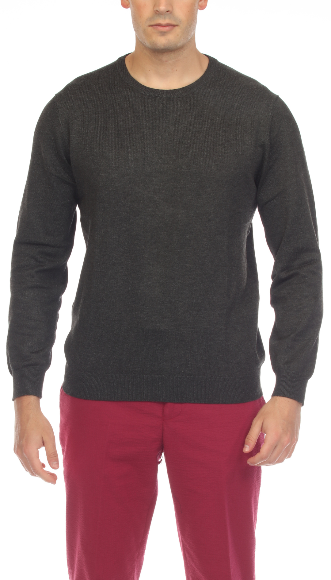 Men's Charcoal Knitted Crewneck Sweater