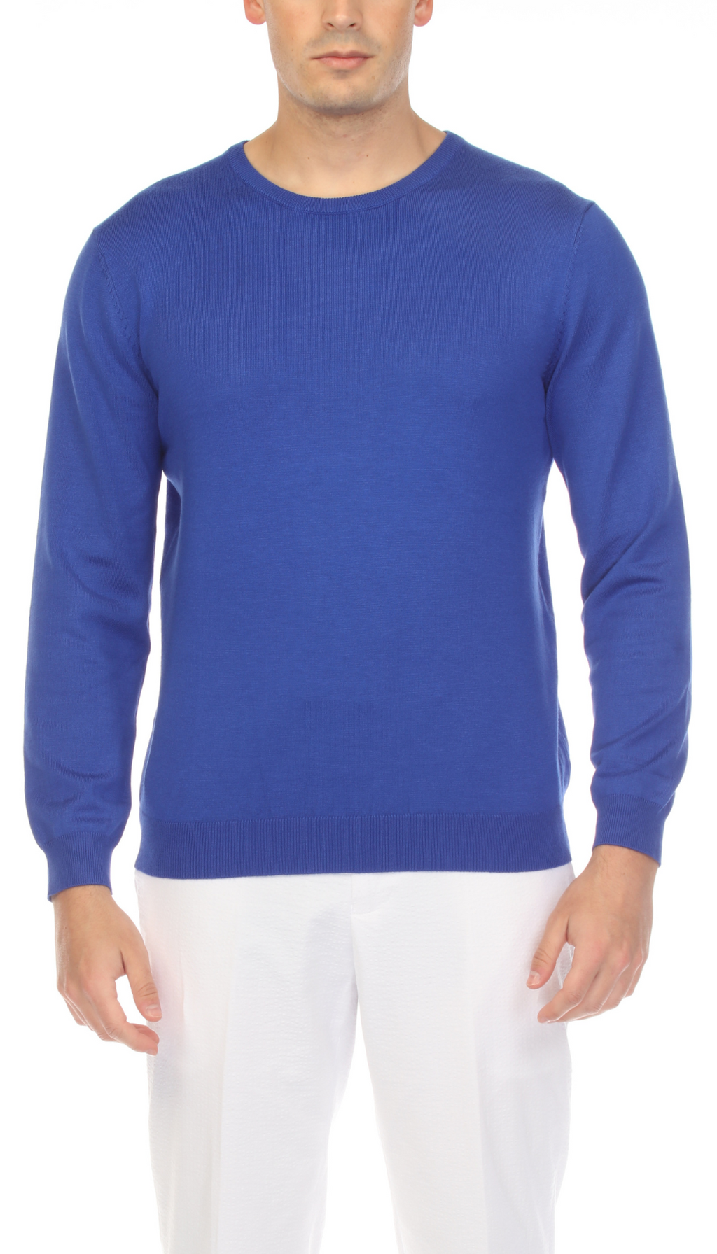 Sam Jacobi Men's Pullover Indigo Knitted Sweater Crewneck Stylish Knitwear Long Sleeve Casual Slim Fit-0