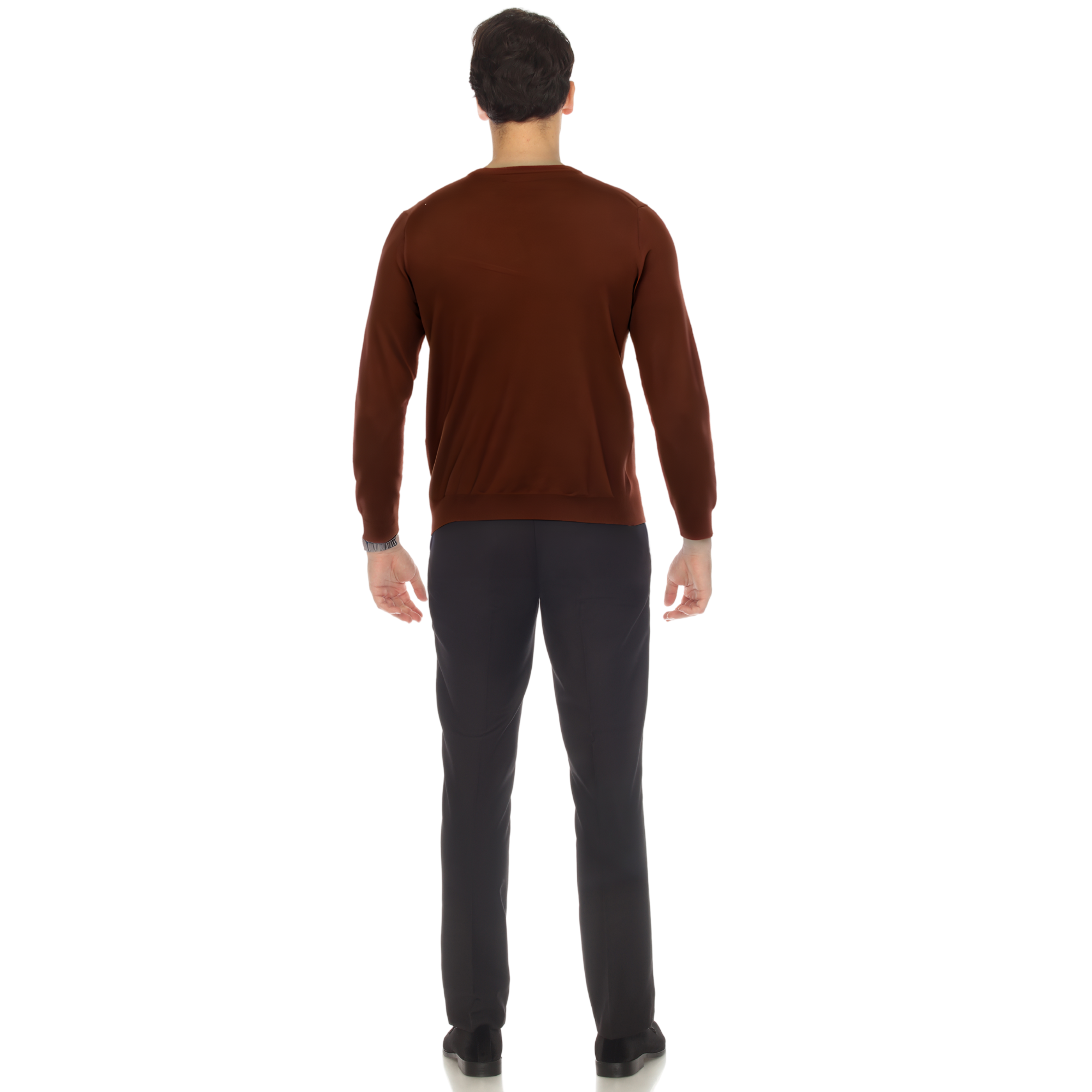 Sam Jacobi Men's Pullover Brown Knitted Sweater Crewneck Stylish Knitwear Long Sleeve Casual Slim Fit-2