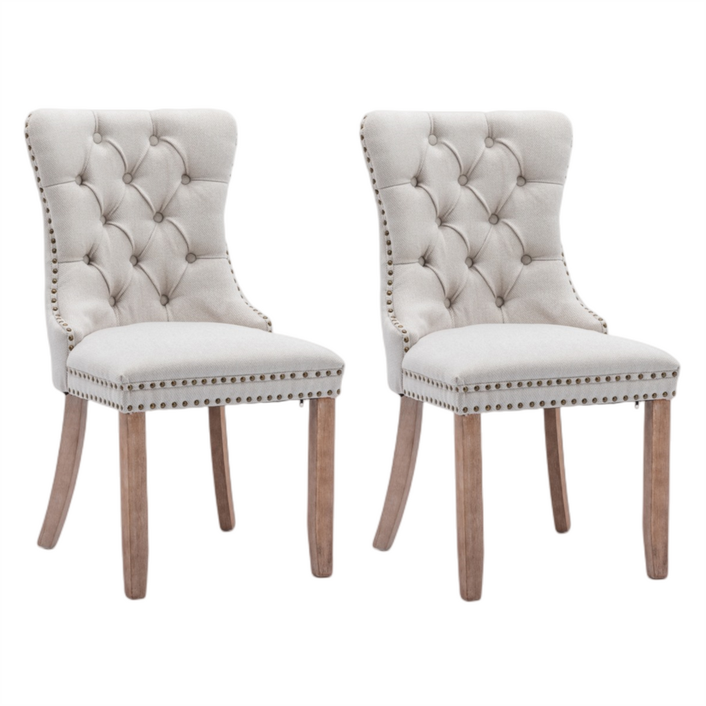 AADEN Button-Tufted Upholstered Dining Chair - Beige
