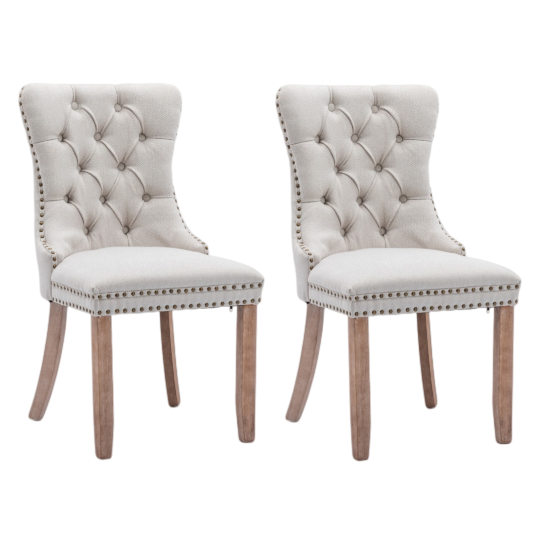 AADEN Button-Tufted Upholstered Dining Chair - Beige