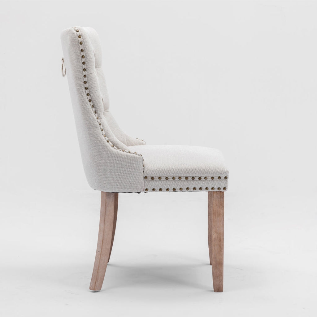 AADEN Button-Tufted Upholstered Dining Chair - Beige