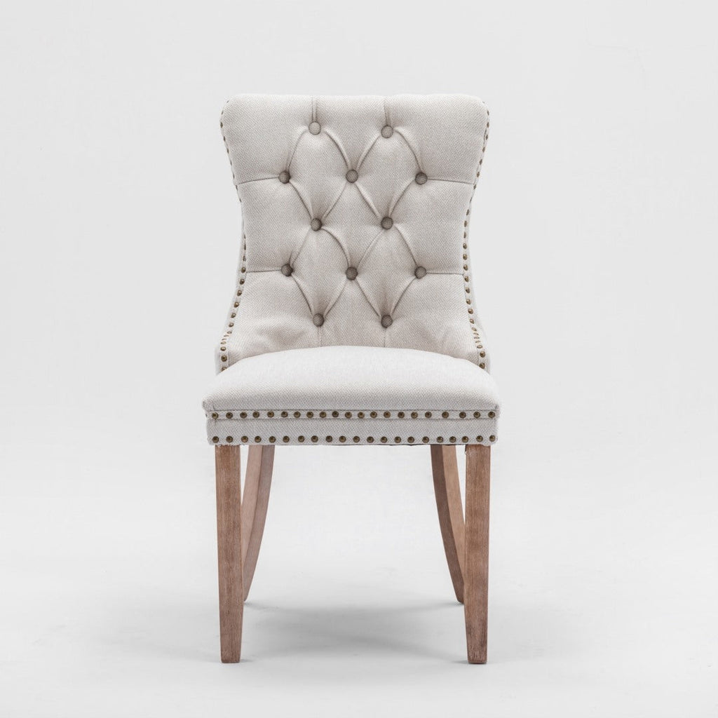 AADEN Button-Tufted Upholstered Dining Chair - Beige