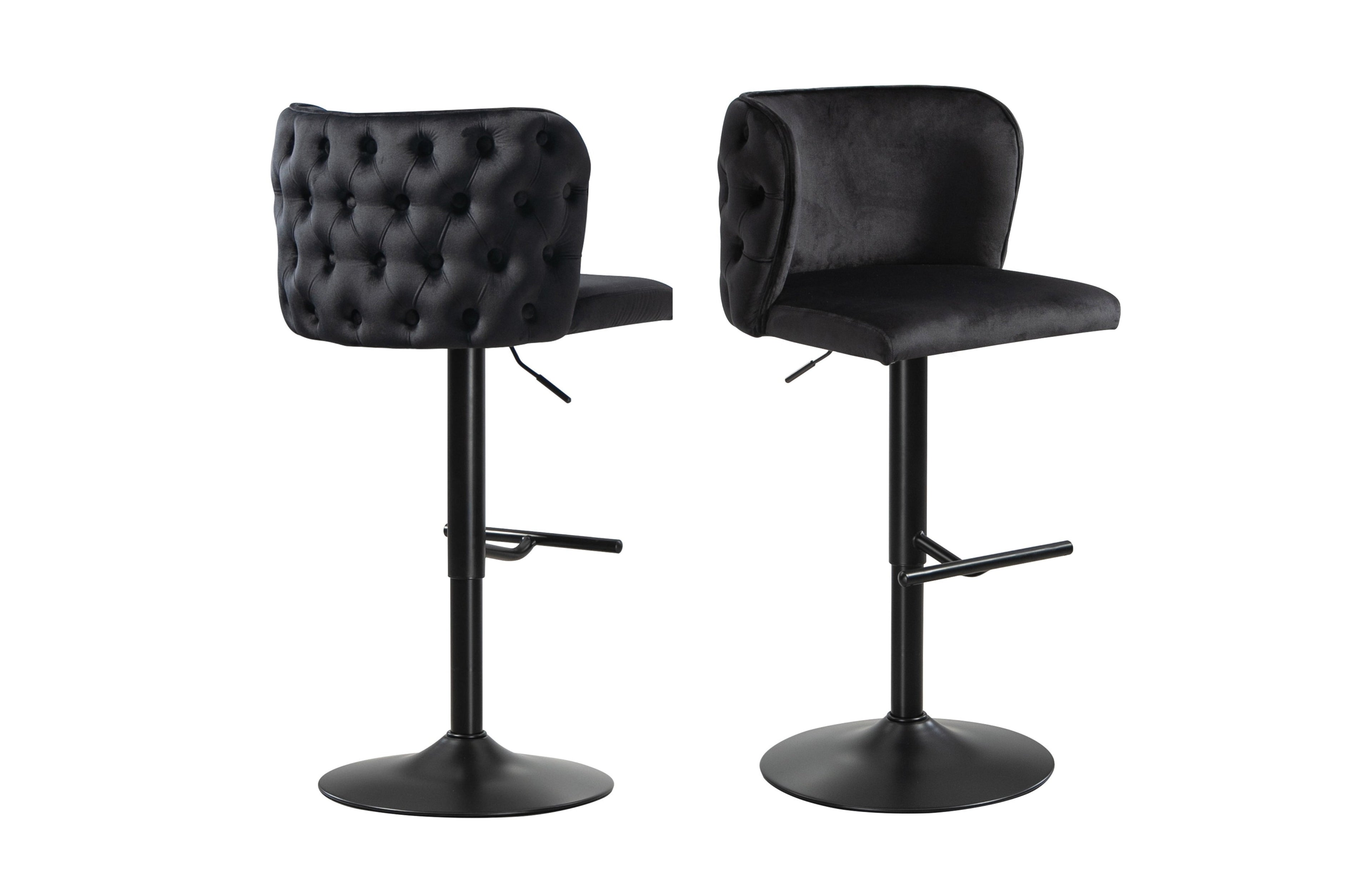 Lara Tufted Swivel Bar Stools Black