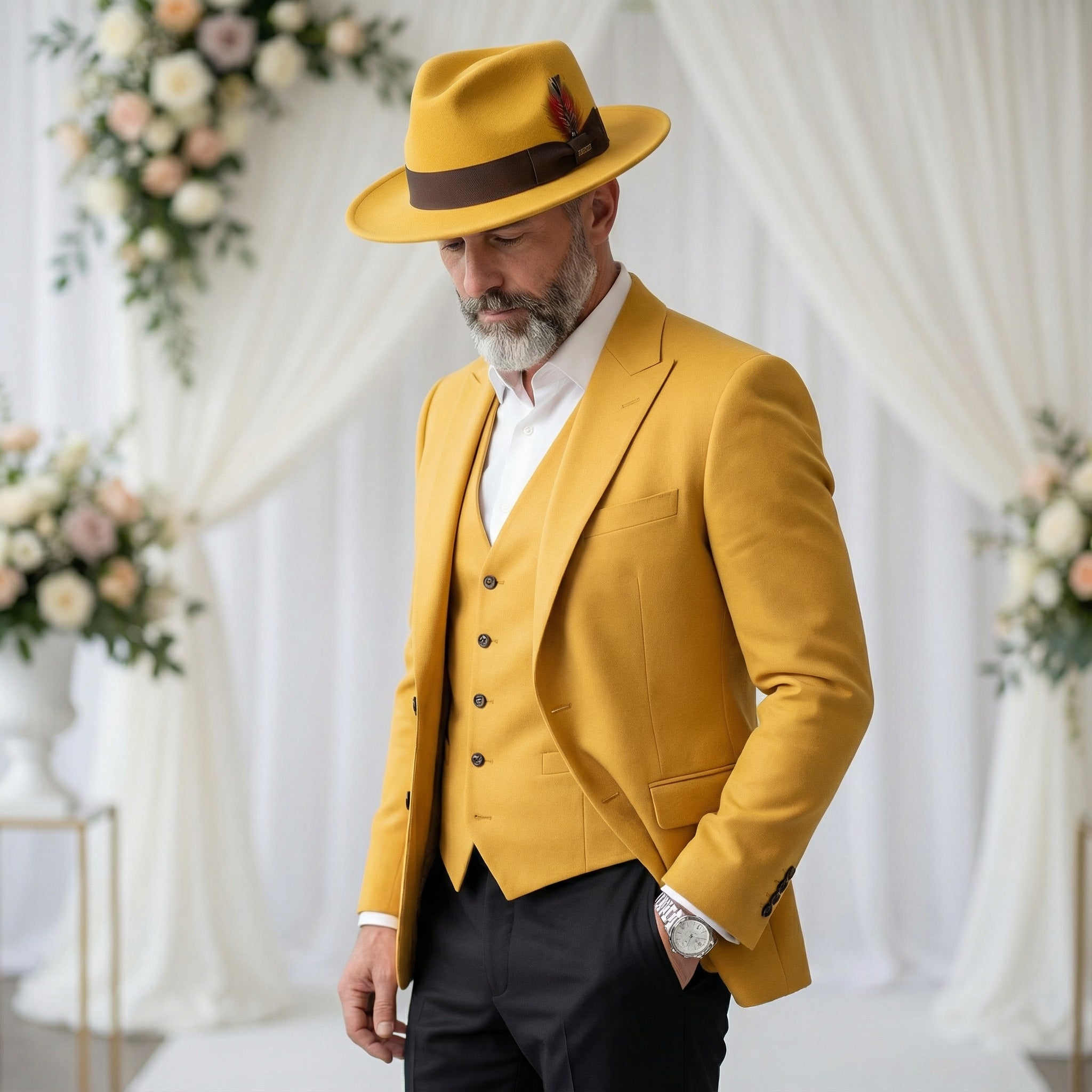 Crushable Mustard 100% Australian Wool Fedora Hat-4