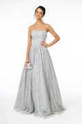 Glitter Mesh A-Line Long Dress