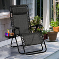 NNECW Patio Zero Gravity Lounge Chair with Cup Holder &amp Removable Pillow-Grey-2 pieces