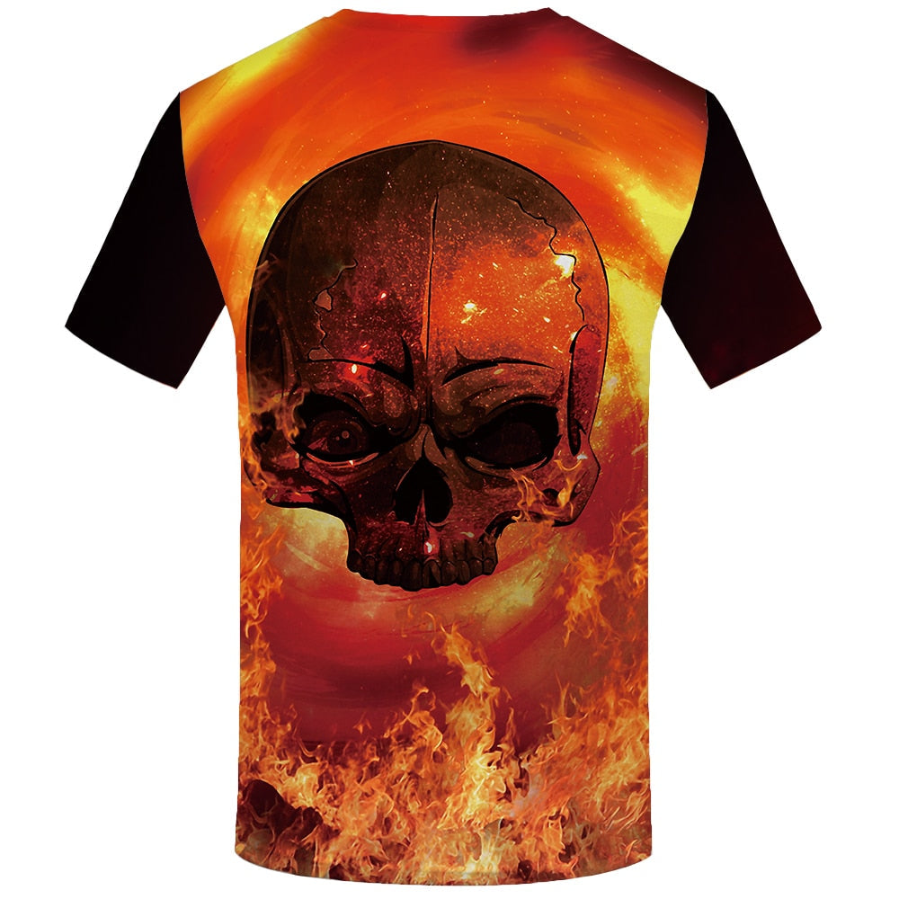 Skull T-shirt Men Flower Tshirts Casual Character Anime Clothes Harajuku Tshirt Printed Animal T-shirts 3d