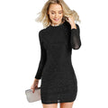 Glitter Long Sleeve Bodycon Dress Black