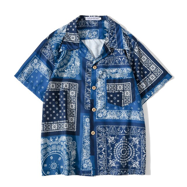 Fashion Korean Shirts Men Women Vintage Hawaiian Trend Casual Streetwear Hip Hop Shirt Orange Short Sleeve Tops Clothes