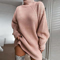 Turtleneck Long Sleeve Knitted Sweater Dress