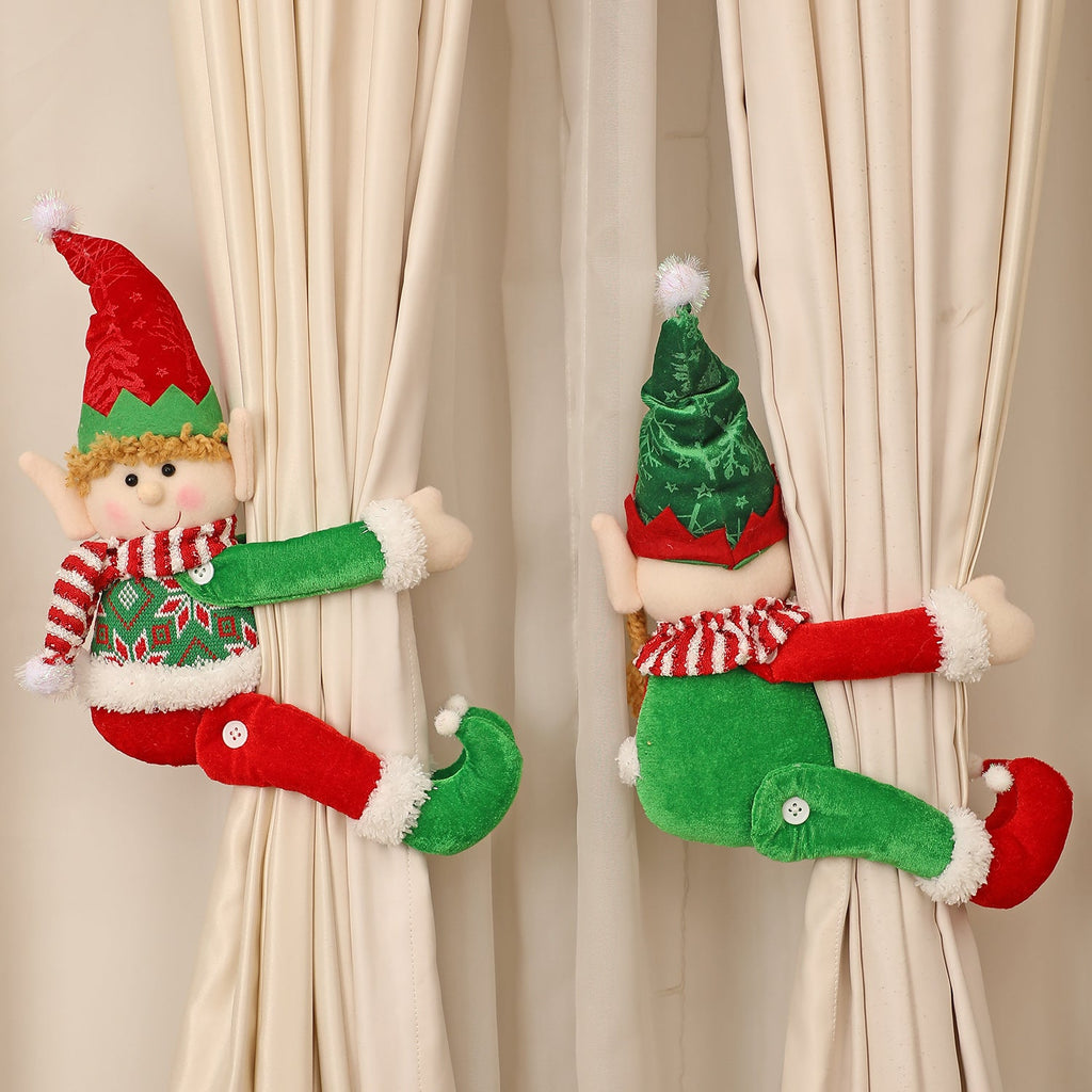 Elf Doll Christmas Window Curtain Decoration