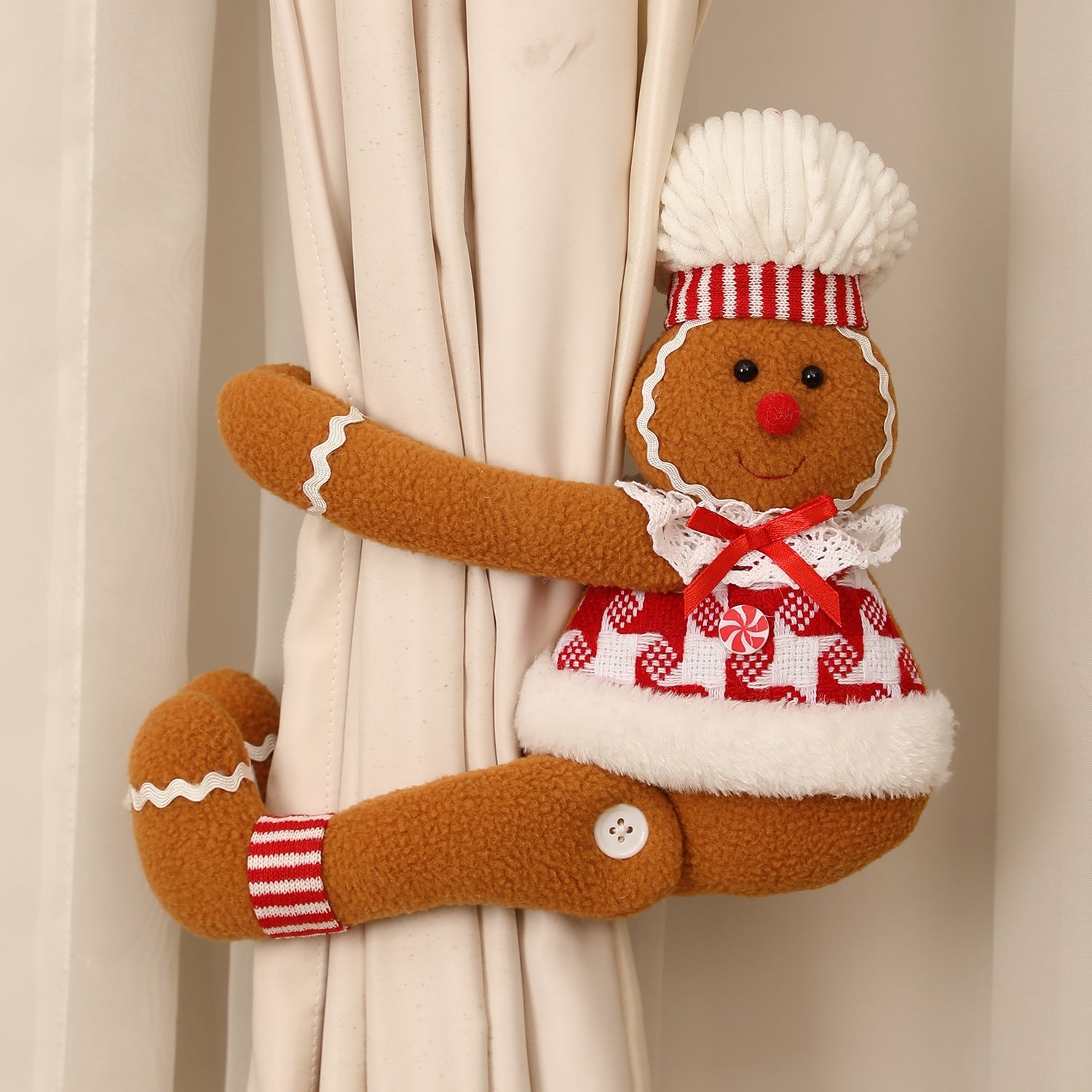 Gingerbread Man Christmas Window Curtain Decoration