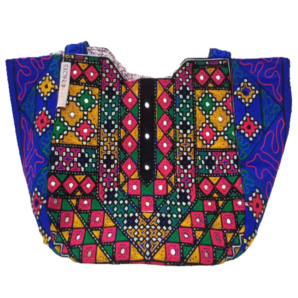 Handmade Antique Blue Stone Tote Bag
