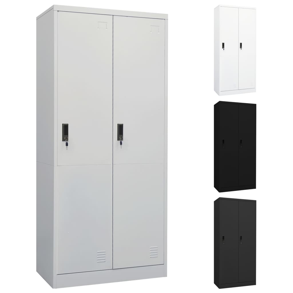 vidaXL Wardrobe Armoire Clothes Storage Closet with 2 Lockable Doors Steel